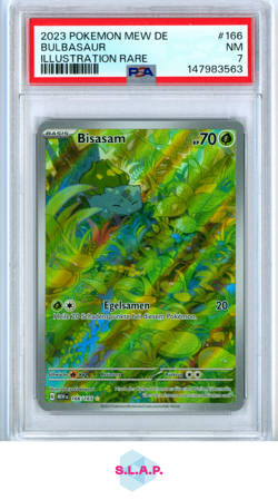 BULBASAUR ILLUSTRATION RARE POKEMON GERMAN MEW DE-151 2023 166 PSA 7 - Image 1