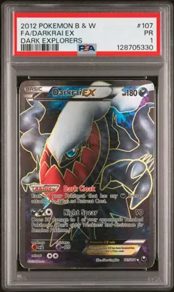 PSA 1 2012 Pokemon Black & White Dark Explorers Full Art Holo Darkrai EX 107/108 - Image 1