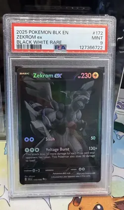 Zekrom EX 172/086 Pokemon Black Bolt BWR Black White Rare SIR English - PSA 9 🔥 - Image 1
