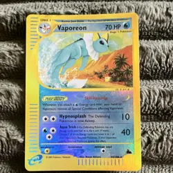 Pokemon Vaporeon Skyridge 33/144 Rare 70 HP Stage 1 Regular 2003 TCG Card - Image 1