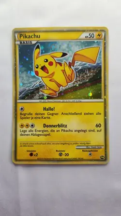 2010 Pikachu Pokemon World Collection PW German Holo Card Fat Swirl - Image 1