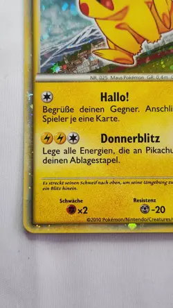 2010 Pikachu Pokemon World Collection PW German Holo Card Fat Swirl - Image 4