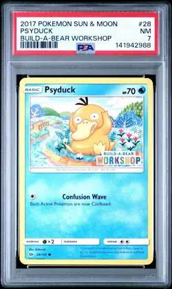 Build a Bear Pokemon Card Psyduck Promo Trading TCG PSA 7 Graded - Image 1