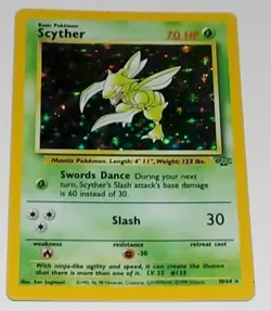 **READ** UNUSED UNPLAYED VF-NM - 1999 - POKEMON HOLO CARD SCYTHER 10/64 - Image 1