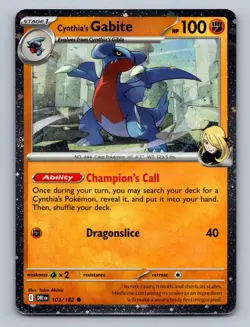 Cynthia's Gabite (Cosmos Holo) Common Miscellaneous Cards & Products 103/182 NM - Image 1
