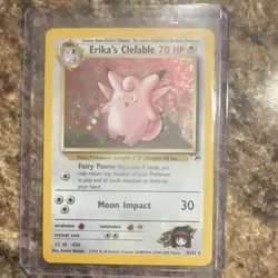 Erika's Clefable Gym Heroes Holo Rare 70 HP Unlimited 003/132 Pokemon Card - Image 1