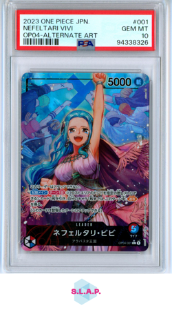 NEFELTARI VIVI ONE PIECE OP04-001 2023 KINGDOMS OF INTRIGUE LEADER JP PSA 10 - Image 1