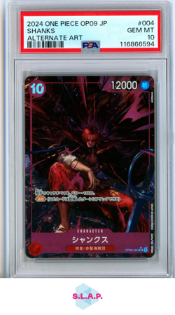 SHANKS ONE PIECE OP09-004 2024 EMPERORS IN THE NEW WORLD SR ALT ART JAP PSA 10 - Image 1