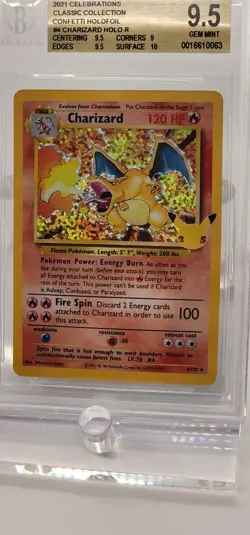 BGS 9.5 Gem Mint 2021 Charizard #4 Celebrations Classic Collection Pokemon Card - Image 1