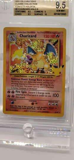 BGS 9.5 Gem Mint 2021 Charizard #4 Celebrations Classic Collection Pokemon Card - Image 2