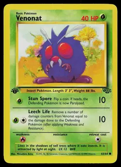 Pokemon Card - Venonat Jungle 63/64 Common 1st Edition - Image 1