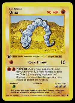 Pokemon Card - Onix Base Set (Shadowless) 56/102 Common 1st Edition - Image 1