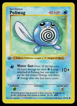 Pokemon Card - Poliwag 1st Edition Base Set Shadowless 59/102 - Image 1