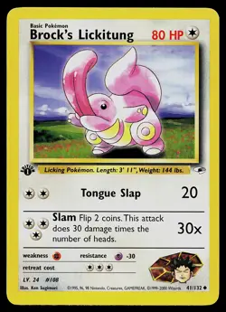 Pokemon Card - Brock's Lickitung Gym Heroes 41/132 Uncommon 1st Edition - Image 1