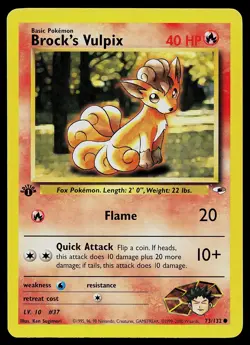 Pokemon Card - Brock's Vulpix Gym Heroes 73/132 Common 1st Edition - Image 1