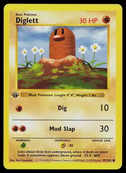Pokemon Card - Diglett Base Set (Shadowless) 47/102 Common 1st Edition - Image 1