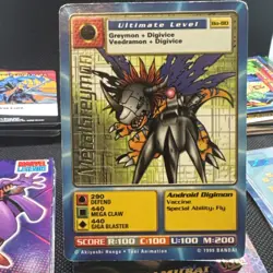 1999 MetalGreymon Bo-80 Series 2 Booster Digimon Card MP Battle Bandai Gold Text - Image 1