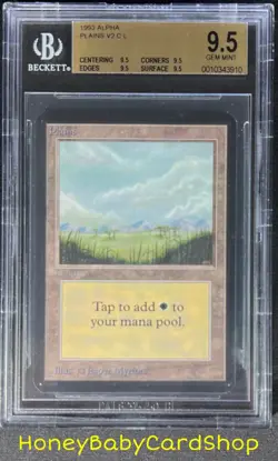 MTG Limited Edition Alpha 1993 Plains (B) BGS 9.5Q (TRUE QUAD) GEM MINT 93/94 - Image 1