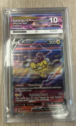 Pokemon TCG Raikou V GG41/GG70 Graded ACE 10 Gem Mint Crown Zenith - Image 1