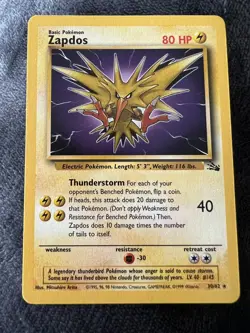 Zapdos 30/62 - Fossil - Rare - Vintage 1999 Pokemon Card - Image 1