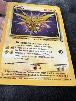 Zapdos 30/62 - Fossil - Rare - Vintage 1999 Pokemon Card - Image 2