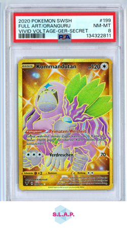 FULL ART/ORANGURU VIVID VOLTAGE-GER-SECRET POKEMON SWSH 2020 199 PSA 8 - Image 1