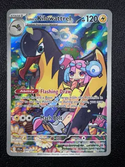 Pokemon: Iono's Kilowattrel Illustration Rare IR Full Art Holo 163/159 Journey - Image 1