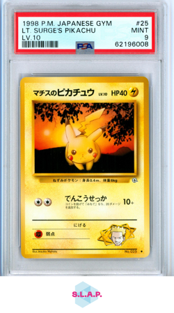 LT. SURGE'S PIKACHU LV.10 POKEMON JAPANESE GYM 1998 25 PSA 9 - Image 1