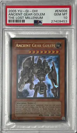 Yu-Gi-Oh! PSA 10 GEM-MT 'Ancient Gear Golem' TLM-EN006 ~ULTRA RARE~ VERY LOW POP - Image 1