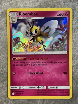 Ribombee 93/149 Pokemon TCG Card SM Base Set Holo Rare (Light Play) LP 2 - Image 1
