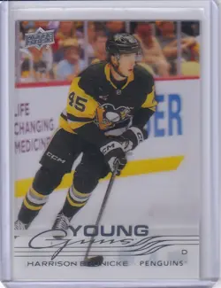 2025-26 Upper Deck Series 2 Harrison Brunicke Young Guns Clear Cut #474 Penguins - Image 1