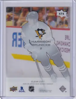 2025-26 Upper Deck Series 2 Harrison Brunicke Young Guns Clear Cut #474 Penguins - Image 2