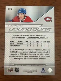 2024-25 Upper Deck Series 1 - Young Guns Lane Hutson #229 (RC) - Image 2