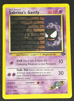 Sabrina's Gastly 96/132 WOTC Gym Challenge Non-Holo Common Pokemon Card LP - Image 1