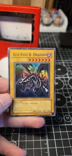 Yu-Gi-Oh! TCG Red-Eyes Black Dragon Holo Rare Card SDJ-001 Vintage 1996 - Image 1