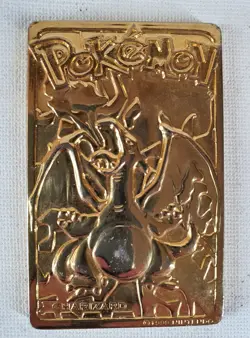 1999 Charizard Nintendo Burger King Gold Plated Promo Pokemon Metal Card - Image 1