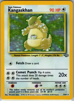 Pokemon TCG Jungle Holo Card Kangaskhan, 5/64, Unlimited Rare, Vintage 1999 HP - Image 1