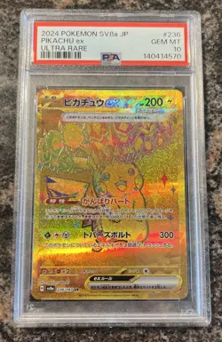 PSA 10 Pikachu ex UR 236/187 Terastal Festival ex SV8a Pokemon Card NEW CERT JPN - Image 1
