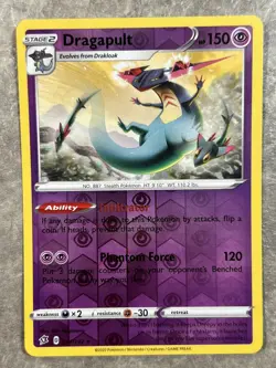Dragapult 091/192 Pokemon TCG Card Rebel Clash Reverse Holo Rare (Near Mint) NM - Image 1