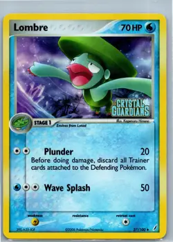Pokemon Card - Lombre Crystal Guardians 37/100 Uncommon Reverse Holo Stamped - Image 1