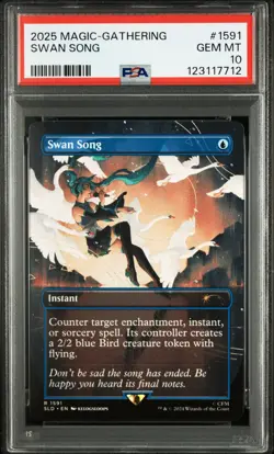2025 MTG SECRET LAIR DROP HATSUNE MIKU: WINTER DIVA #1591 SWAN SONG PSA 10 - Image 1