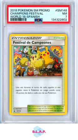 CHAMPIONS FESTIVAL WORLD 18-SPANISH POKEMON SM BLACK STAR PROMO 2018 SM148 PSA 7 - Image 1