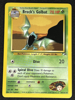 Brock's Golbat 39/132 WOTC Gym Heroes - Non-Holo Uncommon Pokemon Card LP - Image 1