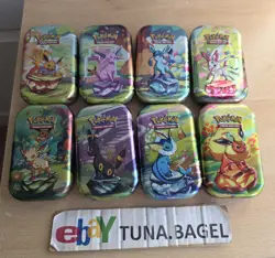8 Prismatic Evolutions Mini Tin Complete Set *EMPTY Pokemon TCG Scarlet & Violet - Image 2