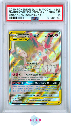 GARDEVOIR/SYLVEON GX POKEMON SM UNBROKEN BONDS 2019 205 BROKEN CASE PSA 10 - Image 1