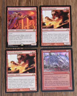 MTG 4x Red Rare Creature Dualcaster Mage, Molten Primordial, Pallimud - Image 1