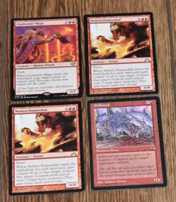 MTG 4x Red Rare Creature Dualcaster Mage, Molten Primordial, Pallimud - Image 2
