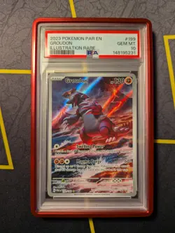 PSA 10 Groudon 199/182 Paradox Rift Pokemon TCG 2023 with Crimson GradedGuard - Image 1