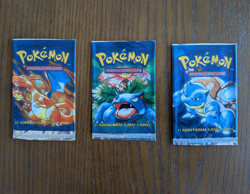 EMPTY Pokemon Base Set Art Set x3 Booster Pack Wrappers WOTC Charizard - Image 1