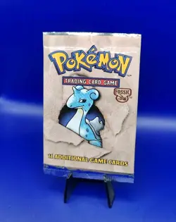 Pokemon Fossil Set EMPTY Booster Pack Lapras Artwork Vintage Packet WOTC 1999 #1 - Image 3